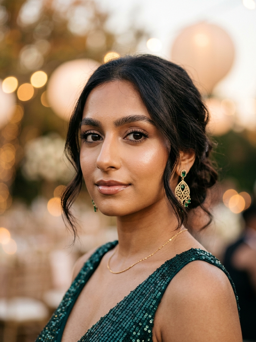 Beauty portrait with a luminous dewy glass glow makeup finish